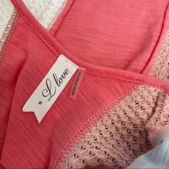 Striped Tie Multi Fabric Waffle Knit Cotton Tank - Picture 5 of 6